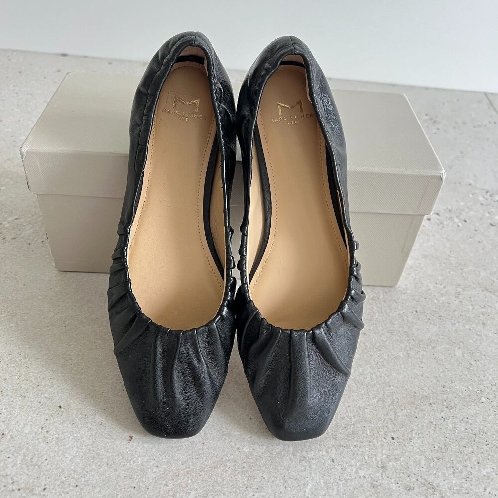 Marc Fisher Ophia Ruched Black Ballet Flats